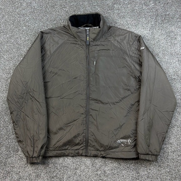 Descente DNA Jacket‎ Men's Medium Olive Green Fish Bones Logo Softshell Puffer - Picture 1 of 12